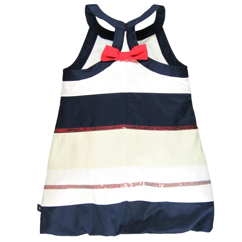 Boboli Sukienka bombka 721213-2440  kolor biały/granat -  - #tag1# - #tag2# - #tag3# - #tag4#