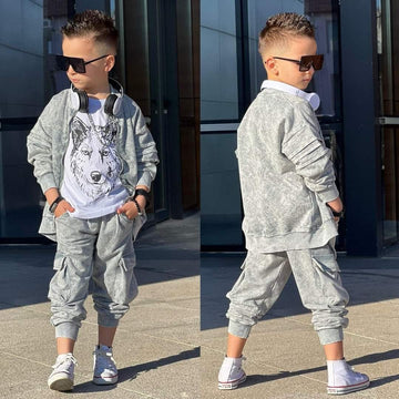 Dres 3Cz. Bluza Spodnie T-Shirt chłopak szary 2019-14524 GKMOC -  - #tag1# - #tag2# - #tag3# - #tag4#