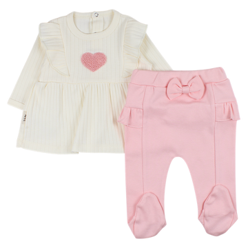 Komplet bluzka i półśpiochy dziewczęcy różowy Baby Can 146635-16525-40