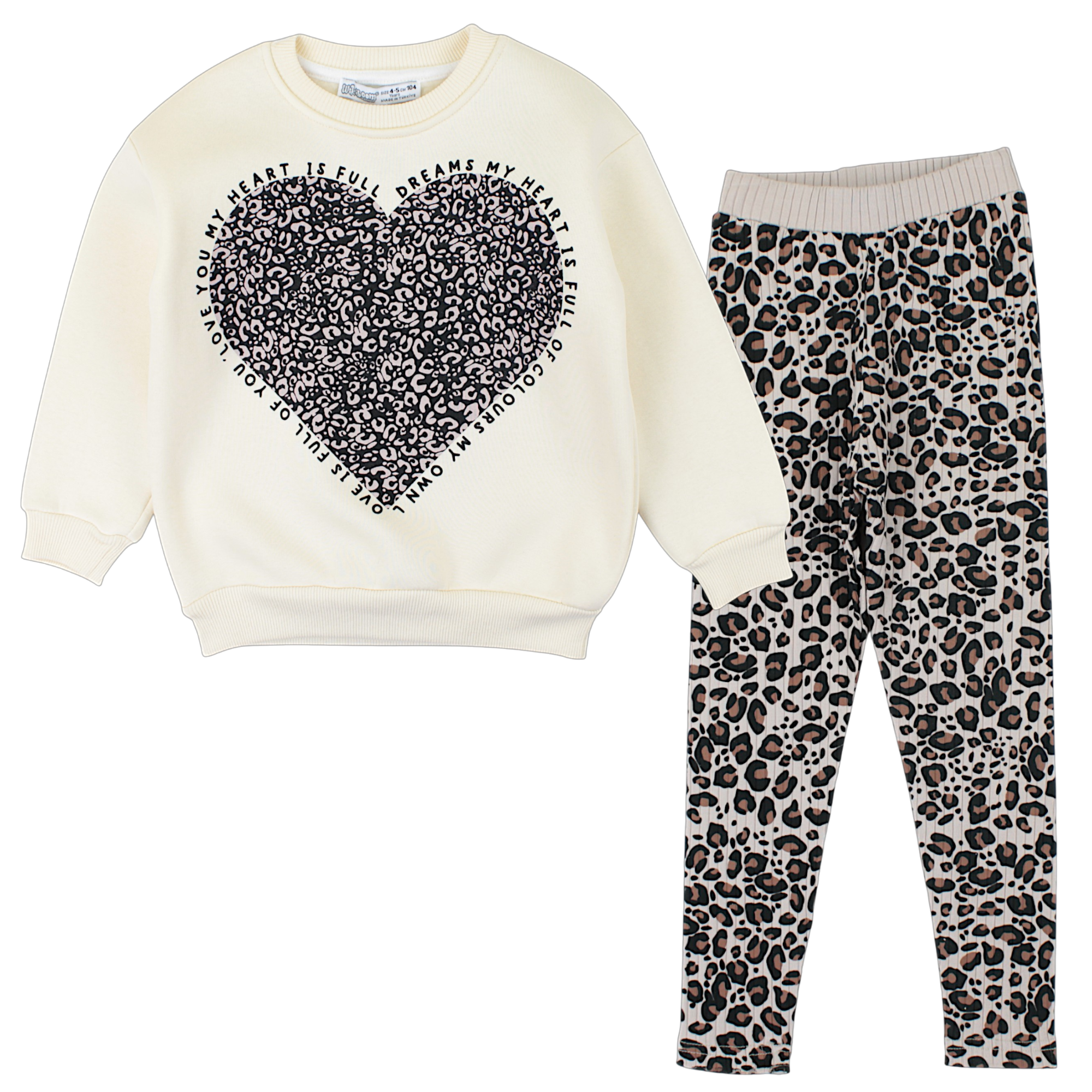 Girl's leopard set cream Wiki Bomm 1585-22125-28