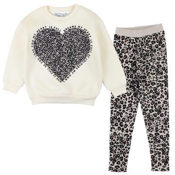 Girl's leopard set cream Wiki Bomm 1585-22125-28