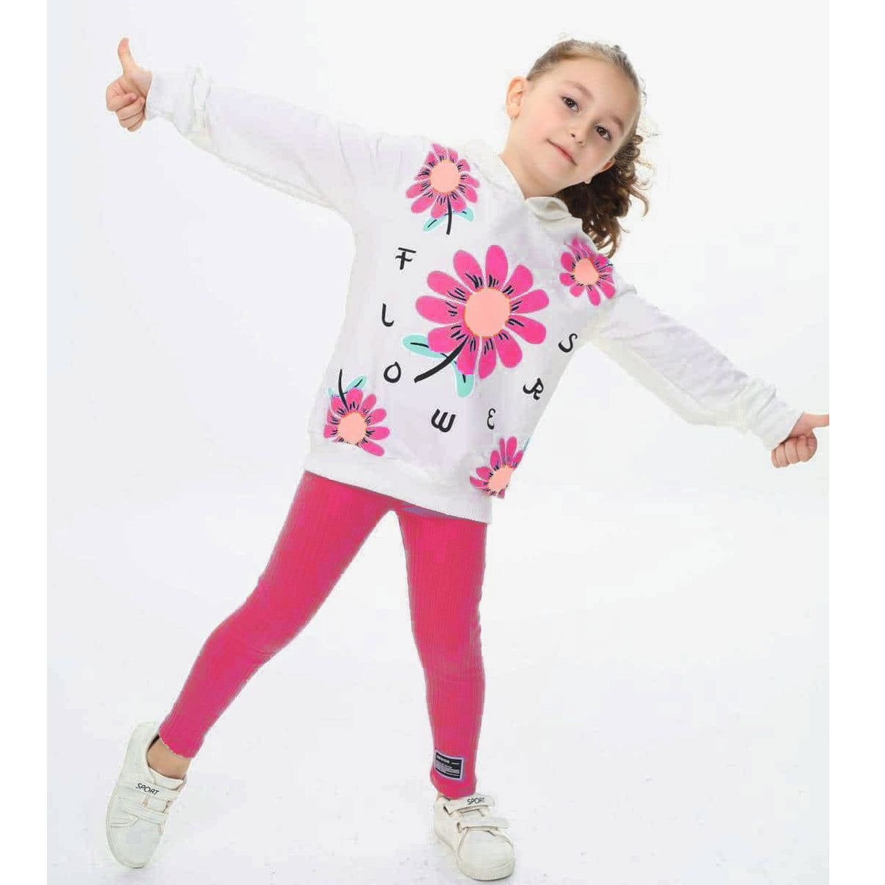 Komplet 2 części bluza getry Kwiaty dziewczęcy fuksja Fango Kids 60151-29824 GKMOD -  - #tag1# - #tag2# - #tag3# - #tag4#