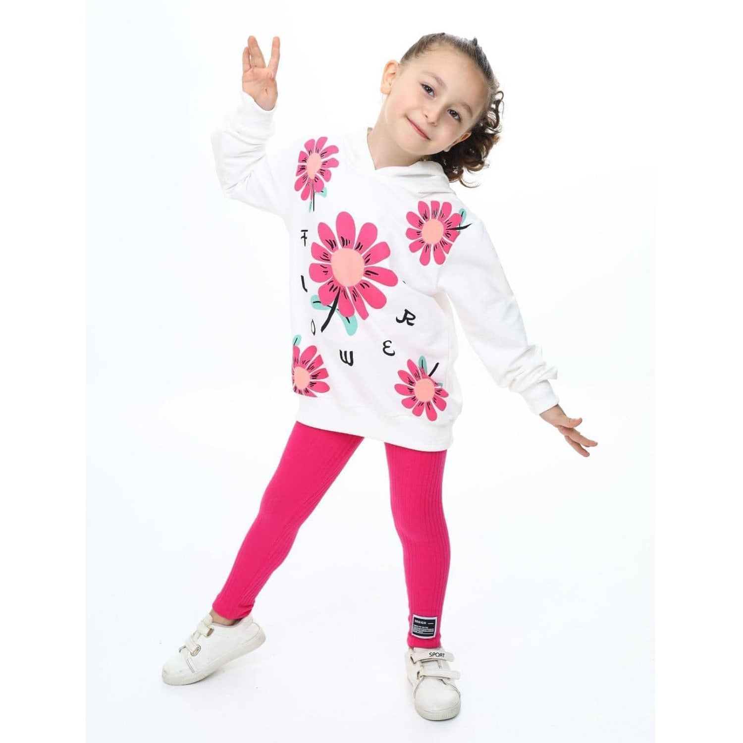 Komplet 2 części bluza getry Kwiaty dziewczęcy fuksja Fango Kids 60151-29824 GKMOD -  - #tag1# - #tag2# - #tag3# - #tag4#