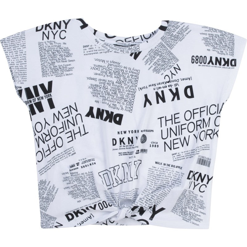 Koszulka z wiązaniem dziewczęca DKNY D35R30-N50 kolor biały -  - #tag1# - #tag2# - #tag3# - #tag4#
