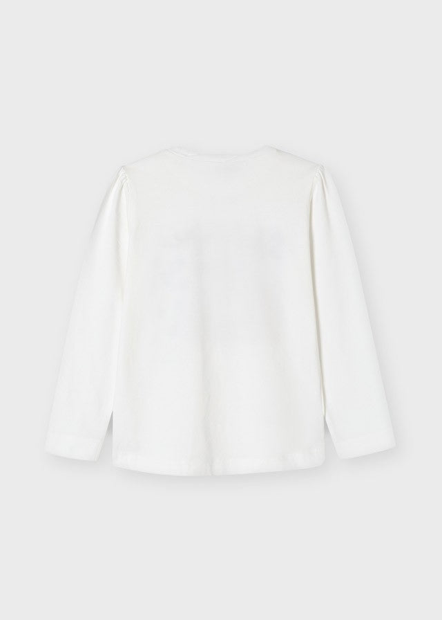 Mayoral 11-04005-014 Koszulka z nadrukiem dla dziewczynek 4005-14 krem/fuksja -  - #tag1# - #tag2# - #tag3# - #tag4#