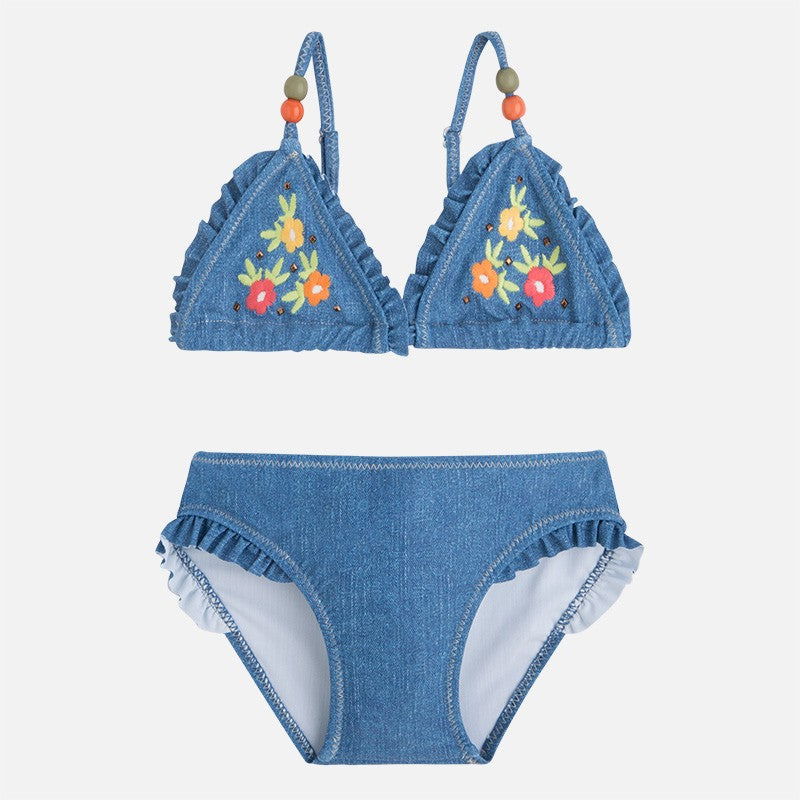 Mayoral 3727-30 Bikini kwiat haftowany  kolor Jeans -  - #tag1# - #tag2# - #tag3# - #tag4#