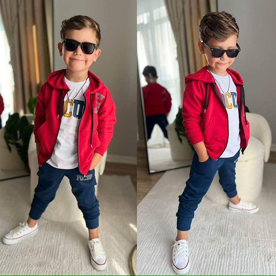 Dres cienki 3 części bluza bluzka spodnie chłopięcy czerwony BoyBoy 1007-13924