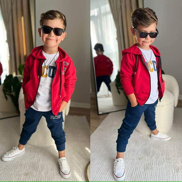 Dres cienki 3 części bluza bluzka spodnie chłopięcy czerwony BoyBoy 1007-13924