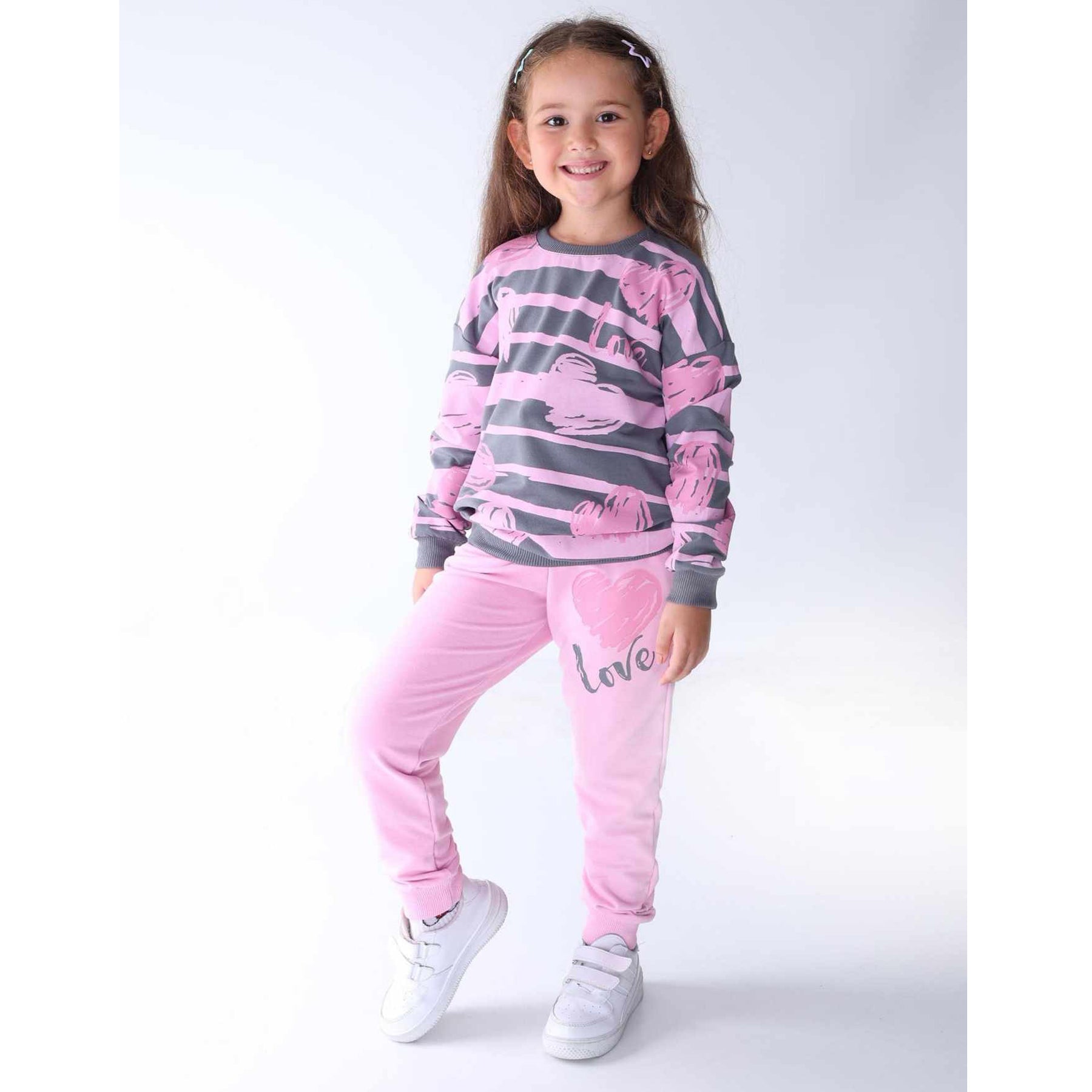 Dres 2  części bluza i spodnie  dziewczęcy róż Stella Kids 913-71024