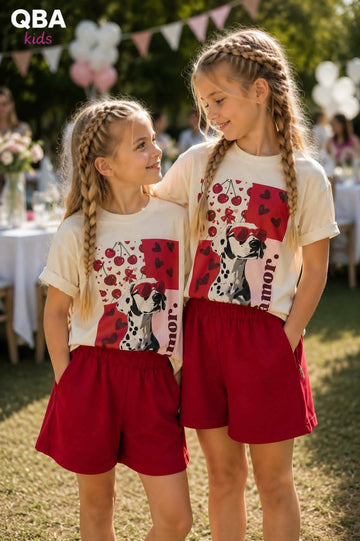 T-shirt dziewczęcy z pieskiem Amor wanilia Qba 5109-9526-45