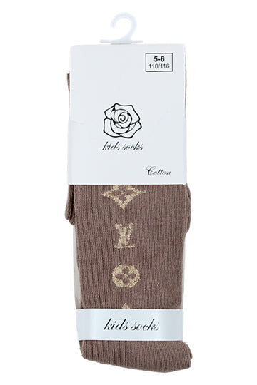 Rajstopy wzorek dziewczęce brąz Pier Lone Pl-1753-291025