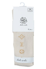 Rajstopy wzorek dziewczęce jasny beż Pier Lone Pl-1753-291025