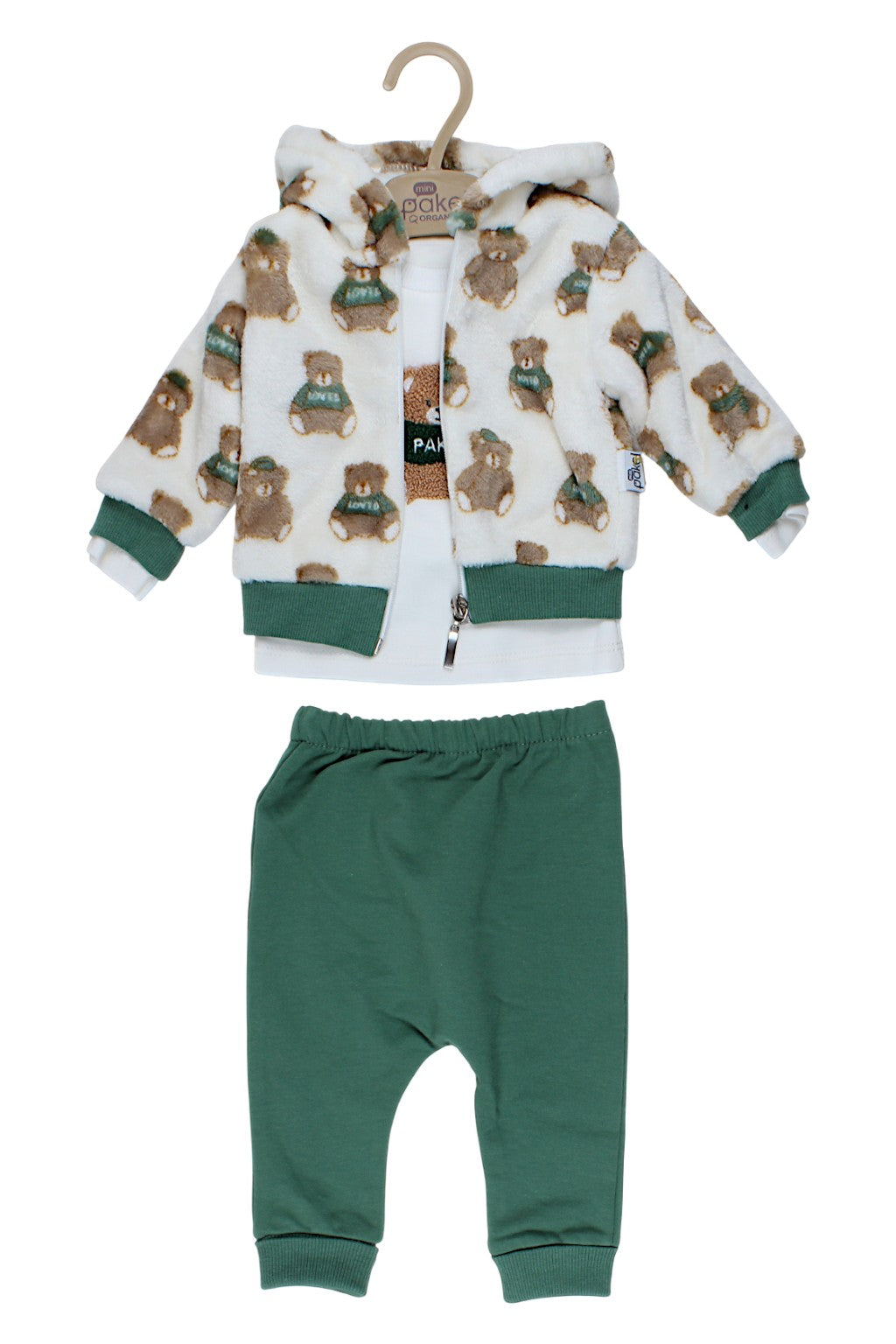 Komplet 3 części Miś chłopięcy zielony Pakel V-009-241025