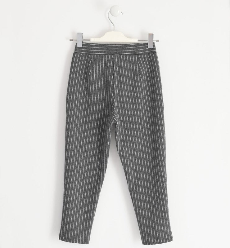 Girls' striped trousers iDO 1981-8445 grey-silver