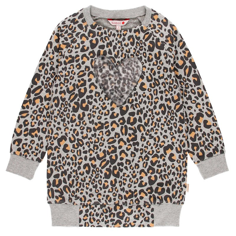 Leopard dress for girls Boboli 441087-9392 color gray