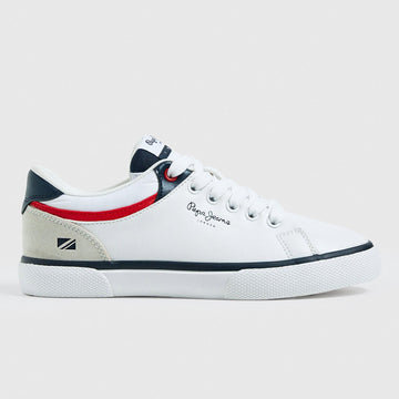 Pepe Jeans Sneakersy KENTON CLASS BOY SS22 junior boy PBS30511-800 WHITE