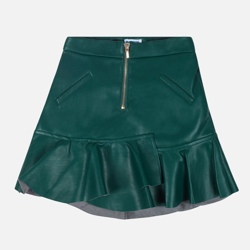 Faux leather skirt with ruffles for girls Mayoral 7906-11 Bottle