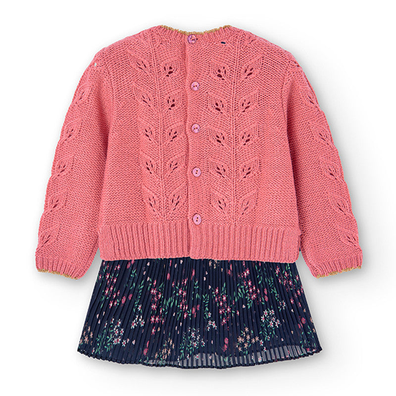 Dress with sweater for girls Boboli 705024-9935 coral color