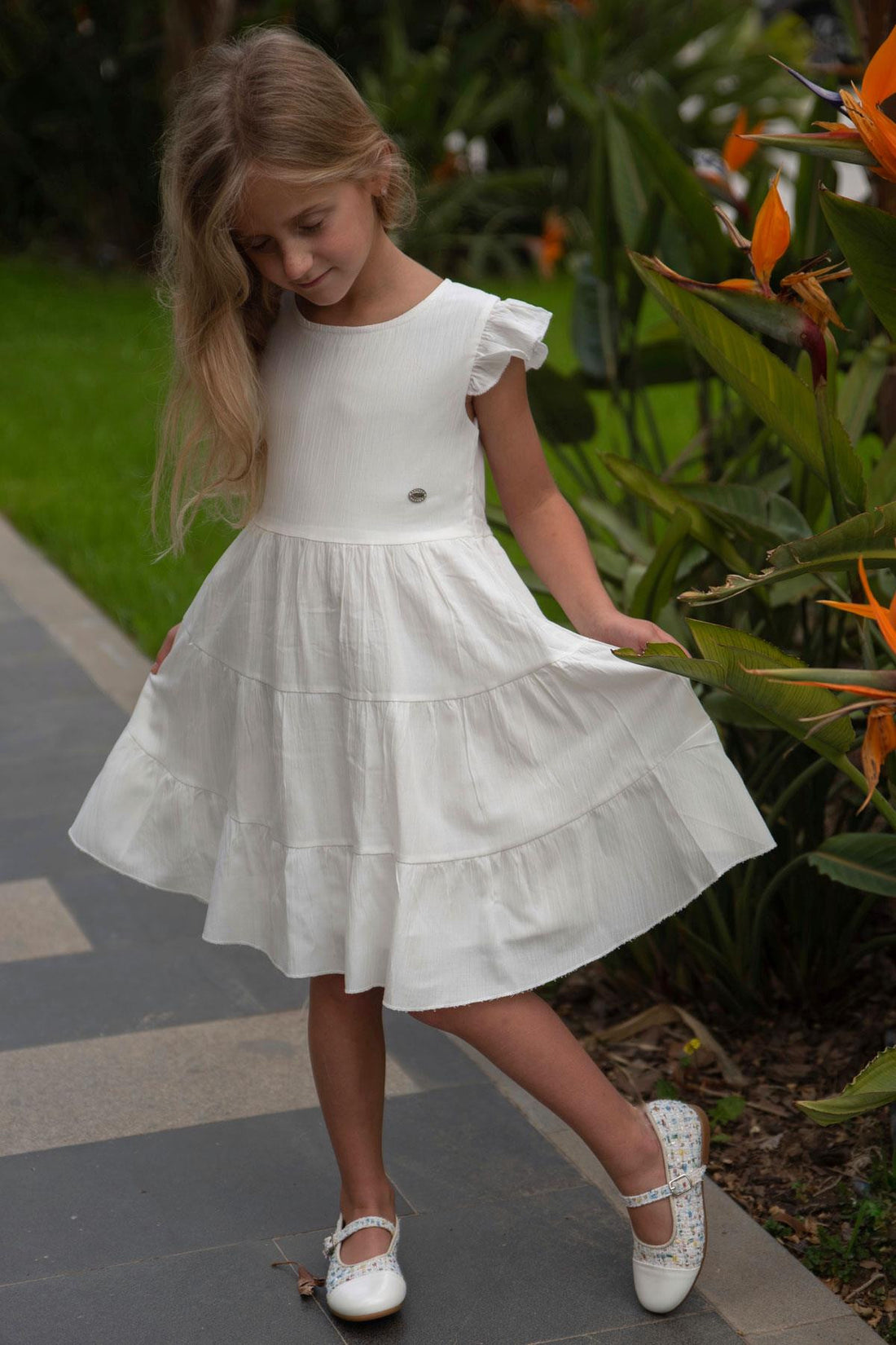 Elegant girl dress cream 18958-7524 GKMOD