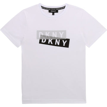 T-shirt dla chłopców DKNY D25D27-10B kolor biały