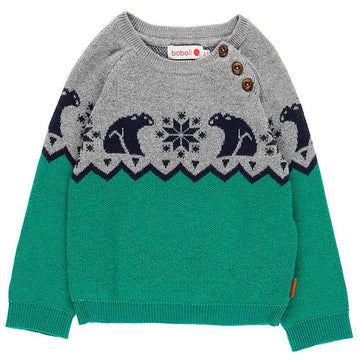 Sweter z dzianiny dla chłopca Boboli 718219-4477 zielony