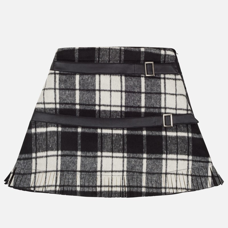 Girl's Checked Skirt with Fringe Mayoral 7912-54 Black