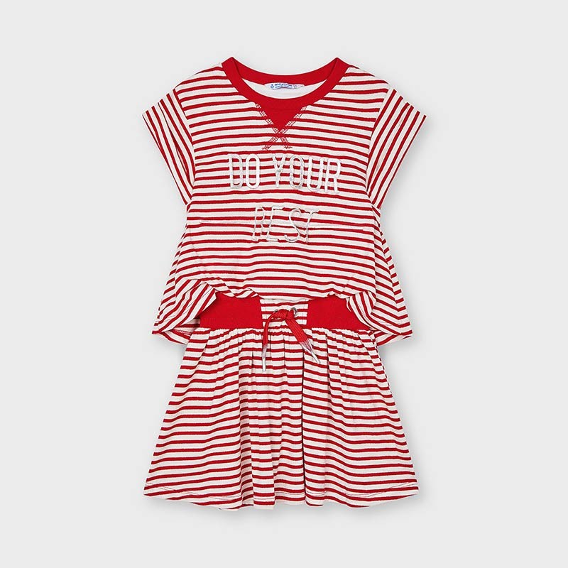 Mayoral 3966-65 red girl striped dress