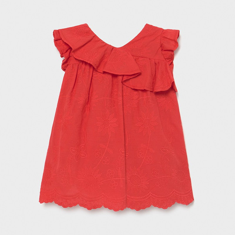 Embroidered dress for girls Mayoral 1990-34 red