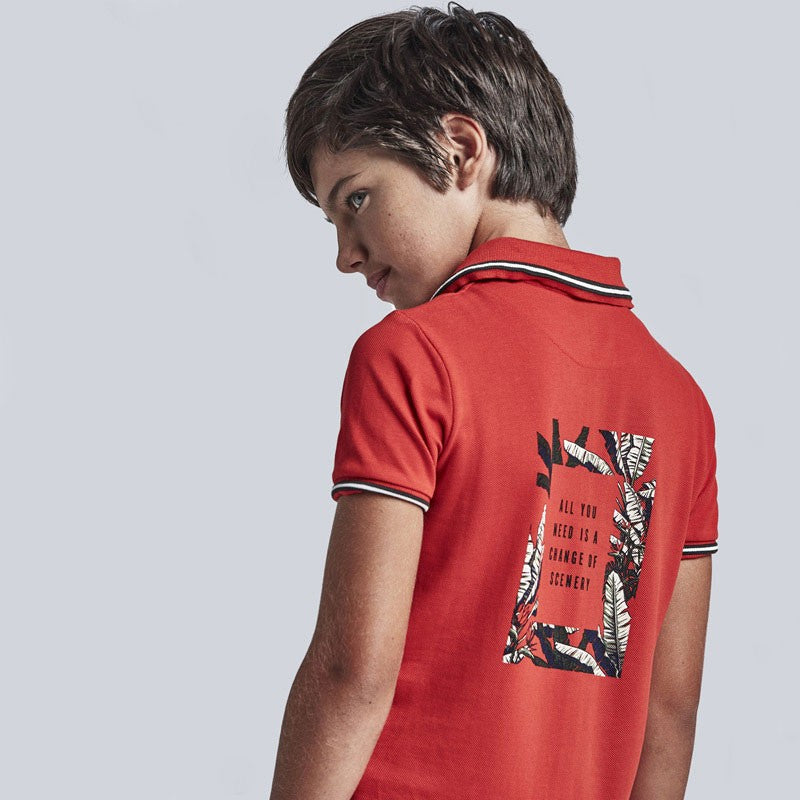 Boys Polo Shirt with Pocket Mayoral 6108-87 Red