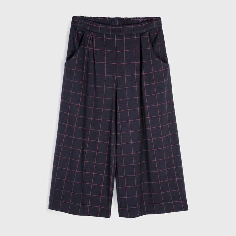 Mayoral 7544-6 Navy Blue Plaid Culottes for Girls