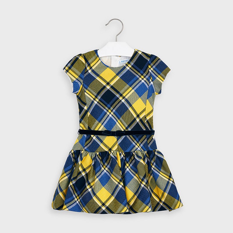 Mayoral 4974-42 Yellow Girls Checkered Dress